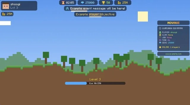 A NovaUI HUD on a 16:9 screen