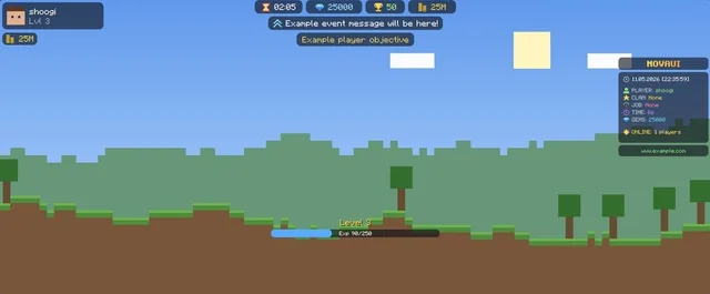 The same NovaUI HUD on a 21:9 ultrawide screen